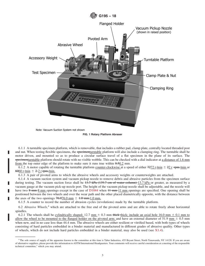 REDLINE ASTM G195-18 - Standard Guide for  Conducting Wear Tests Using a Rotary Platform Abraser