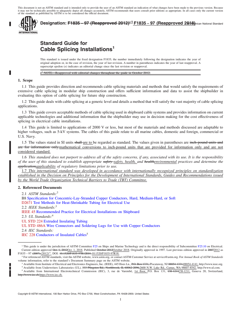 REDLINE ASTM F1835-97(2018) - Standard Guide for  Cable Splicing Installations