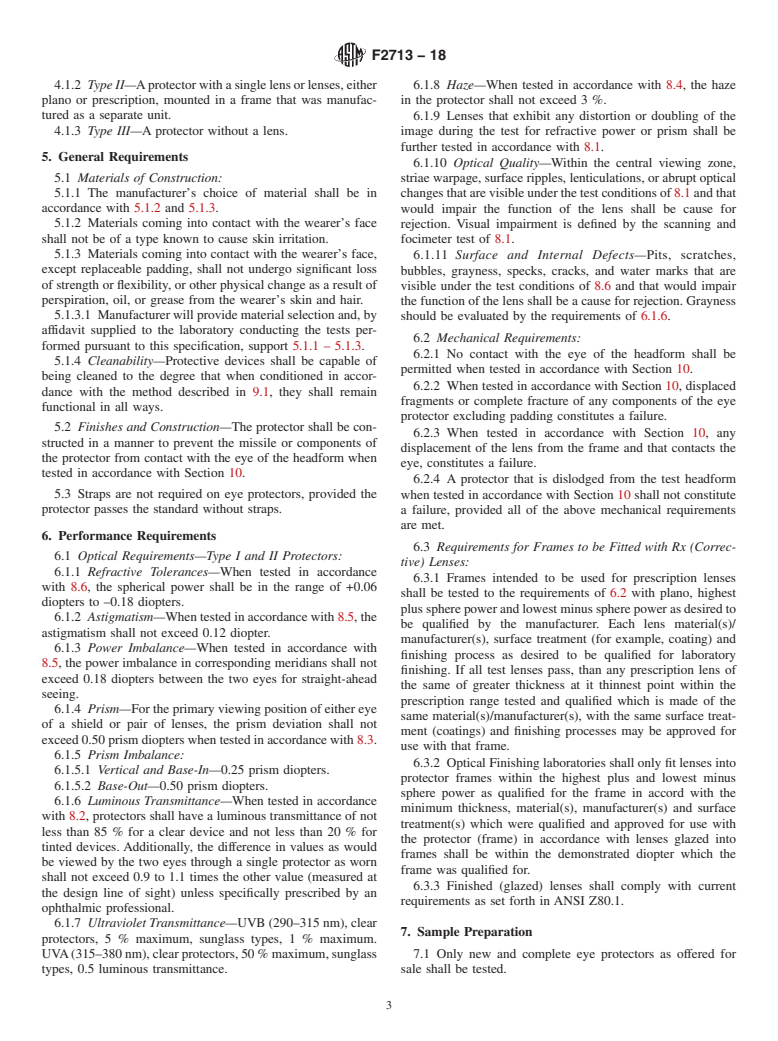 ASTM F2713-18 - Standard Specification for Eye Protectors for Field Hockey