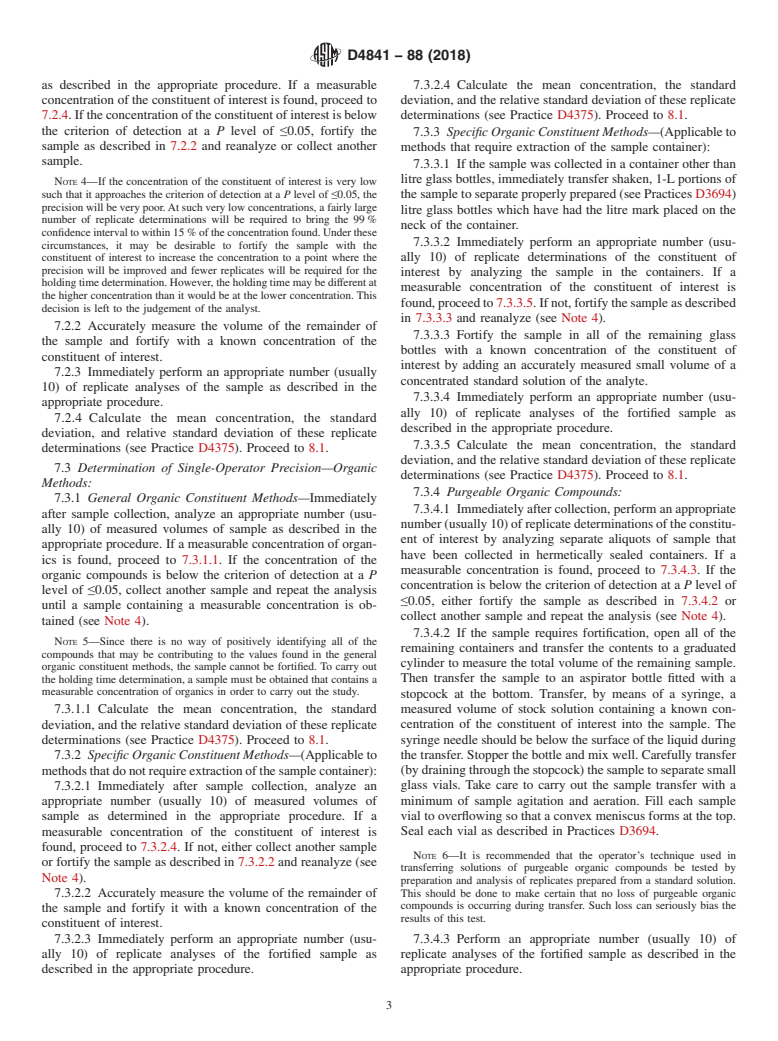 ASTM D4841-88(2018) - Standard Practice for  Estimation of Holding Time for Water Samples Containing Organic  and Inorganic Constituents