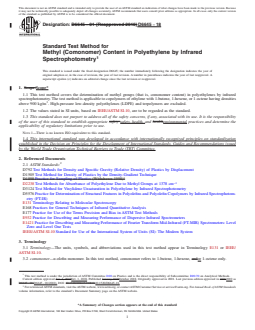 ASTM D6645-18 REDLINE ASTM D6645-18 - Standard Test Method for Methyl (Comonomer) Content in Polyethylene by Infrared Spectrophotometry - Page 1 preview