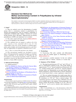 ASTM D6645-18 ASTM D6645-18 - Standard Test Method for Methyl (Comonomer) Content in Polyethylene by Infrared Spectrophotometry - Page 1 preview
