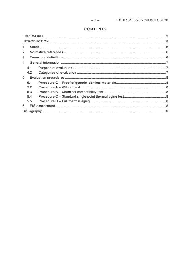 IEC TR 61858-3:2020 IEC TR 61858-3:2020 - Electrical insulation systems - Thermal evaluation of modifications to an established electrical insulation system (EIS) - Part 3: Clarification of electrical insulating materials (EIMs) and auxiliary materials - Page 4 preview