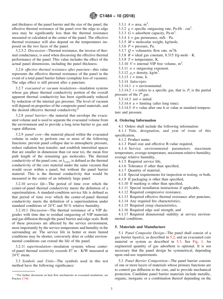 ASTM C1484-10(2018) - Standard Specification for  Vacuum Insulation Panels