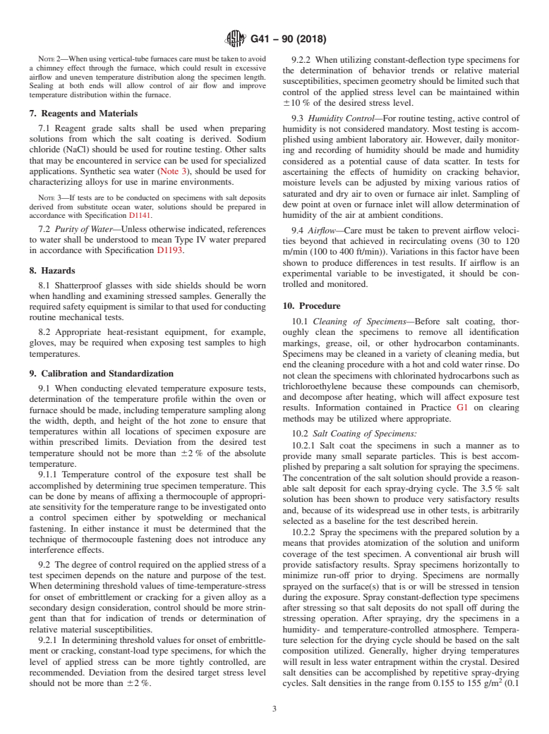 ASTM G41-90(2018) - Standard Practice for  Determining Cracking Susceptibility of Metals Exposed Under  Stress to a Hot Salt Environment