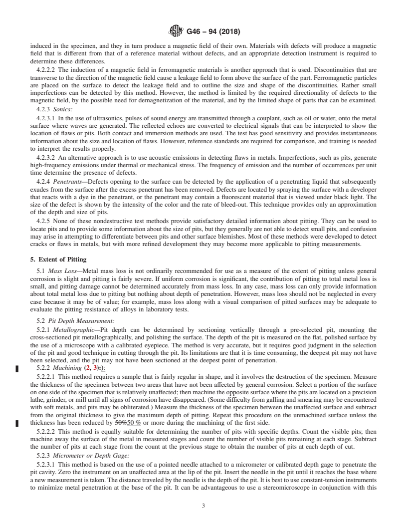 REDLINE ASTM G46-94(2018) - Standard Guide for  Examination and Evaluation of Pitting Corrosion