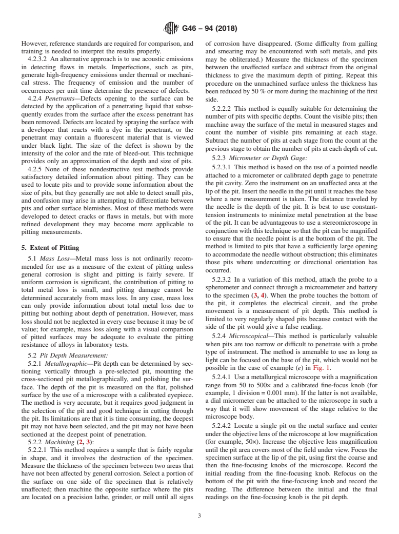 ASTM G46-94(2018) - Standard Guide for  Examination and Evaluation of Pitting Corrosion