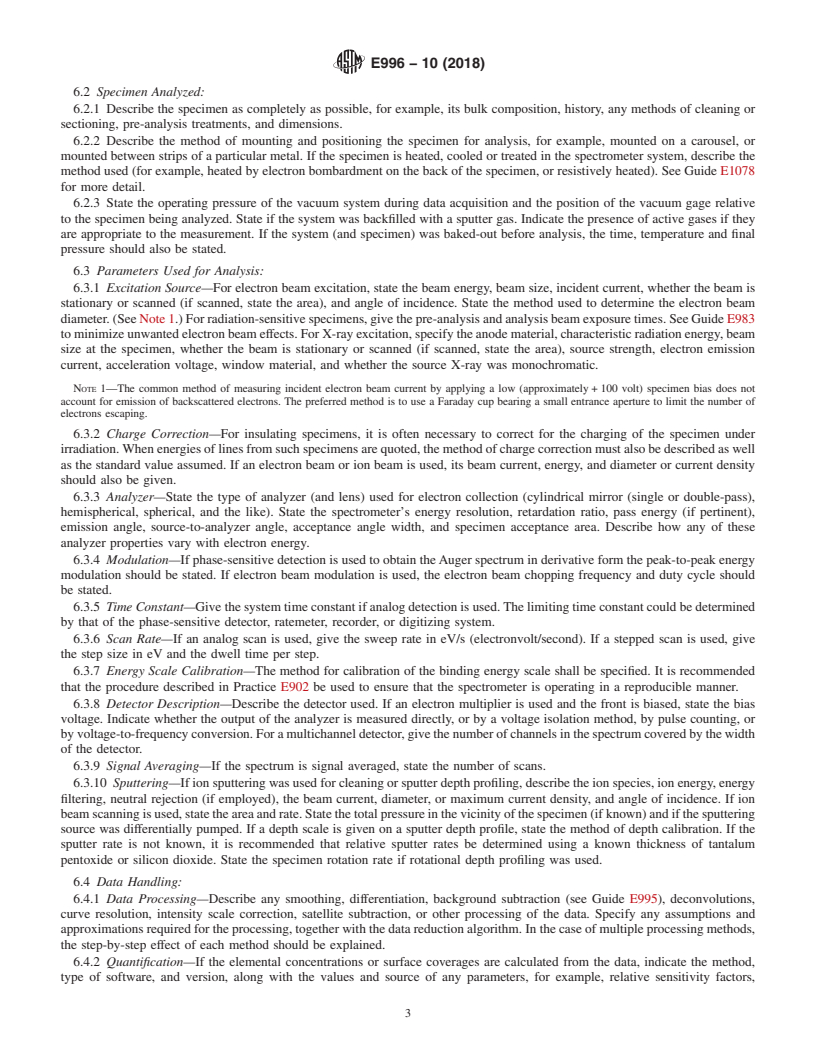 REDLINE ASTM E996-10(2018) - Standard Practice for Reporting Data in Auger Electron Spectroscopy and X-ray Photoelectron  Spectroscopy