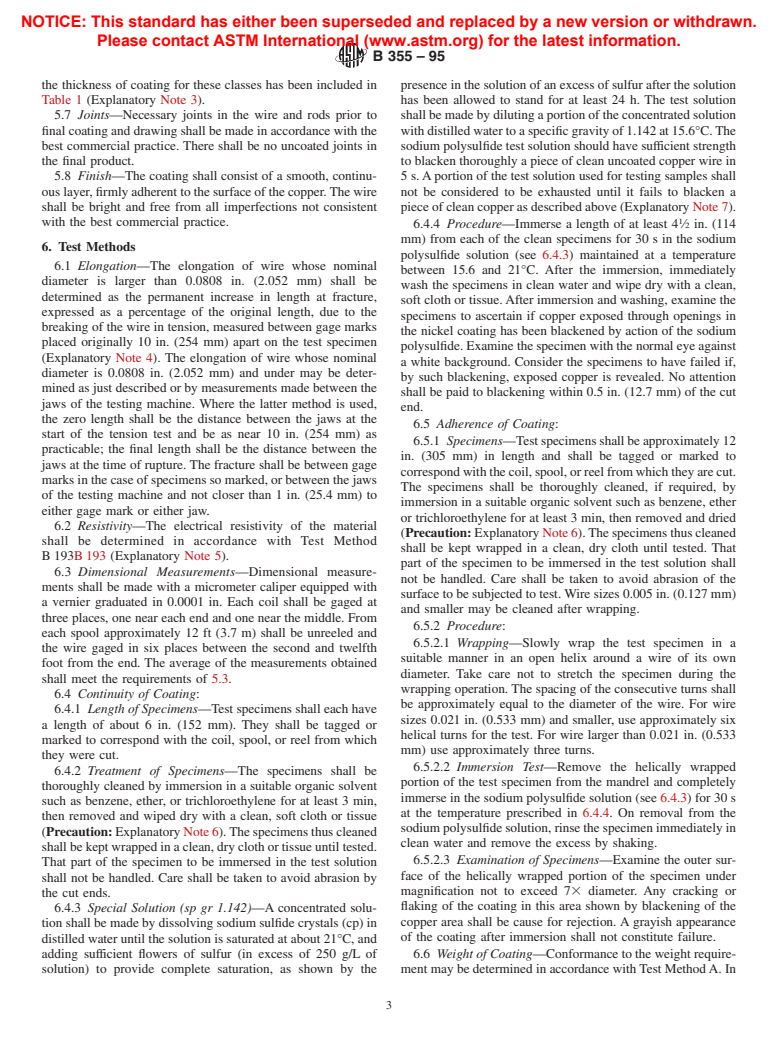 ASTM B355-95 - Standard Specification for Nickel-Coated Soft or Annealed Copper Wire