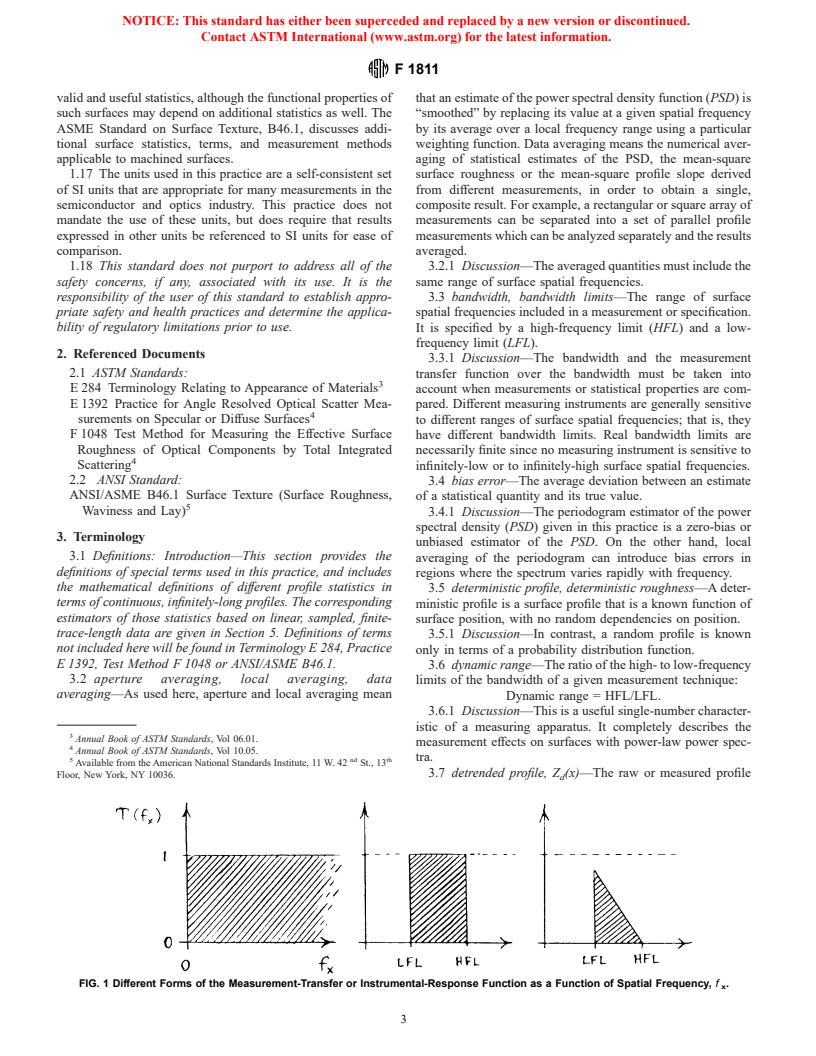 ASTM F1811-97 - Standard Practice for Estimating the Power Spectral Density Function and Related Finish Parameters from Surface Profile Data