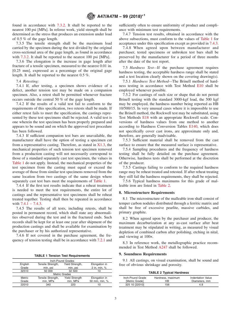 ASTM A47/A47M-99(2018)e1 - Standard Specification for  Ferritic Malleable Iron Castings