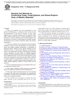 ASTM E139-11(2018) ASTM E139-11(2018) - Standard Test Methods for Conducting Creep, Creep-Rupture, and Stress-Rupture Tests of Metallic Materials - Page 1 preview