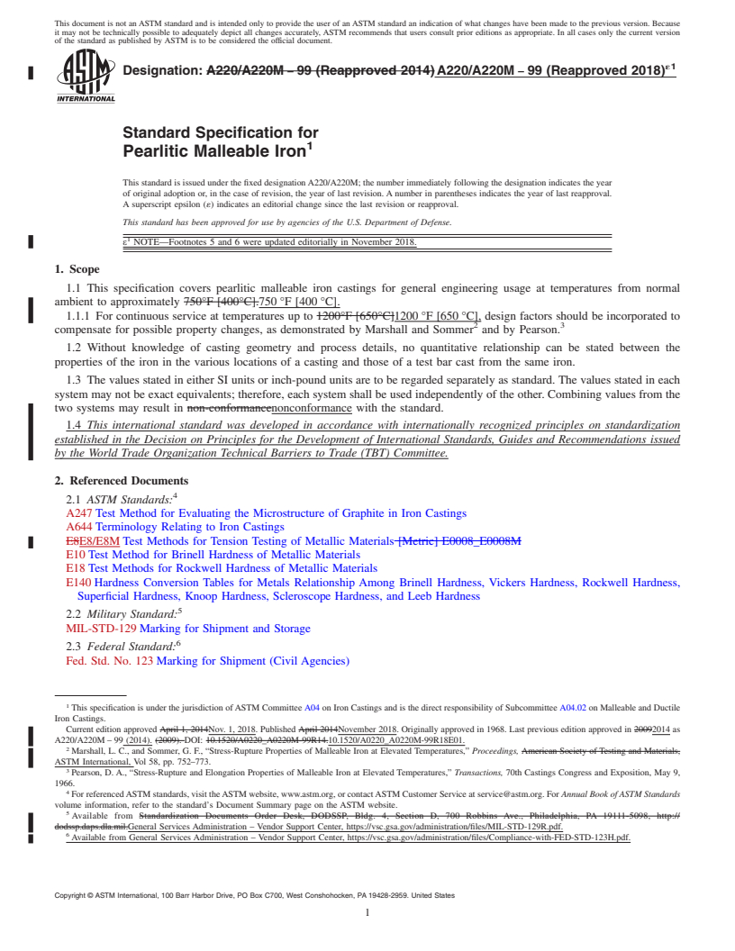 REDLINE ASTM A220/A220M-99(2018)e1 - Standard Specification for  Pearlitic Malleable Iron