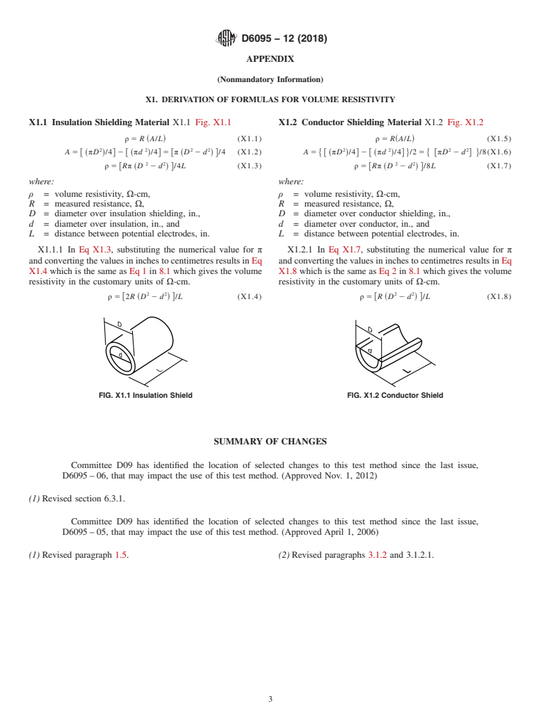 ASTM D6095-12(2018) - Standard Test Method for Longitudinal Measurement of Volume Resistivity for Extruded   Crosslinked and Thermoplastic Semiconducting Conductor and Insulation  Shielding Materials