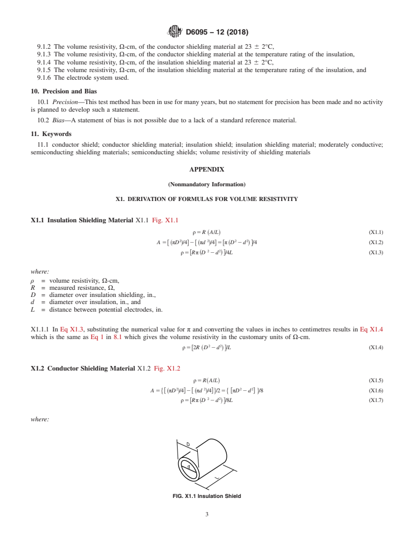 REDLINE ASTM D6095-12(2018) - Standard Test Method for Longitudinal Measurement of Volume Resistivity for Extruded   Crosslinked and Thermoplastic Semiconducting Conductor and Insulation  Shielding Materials