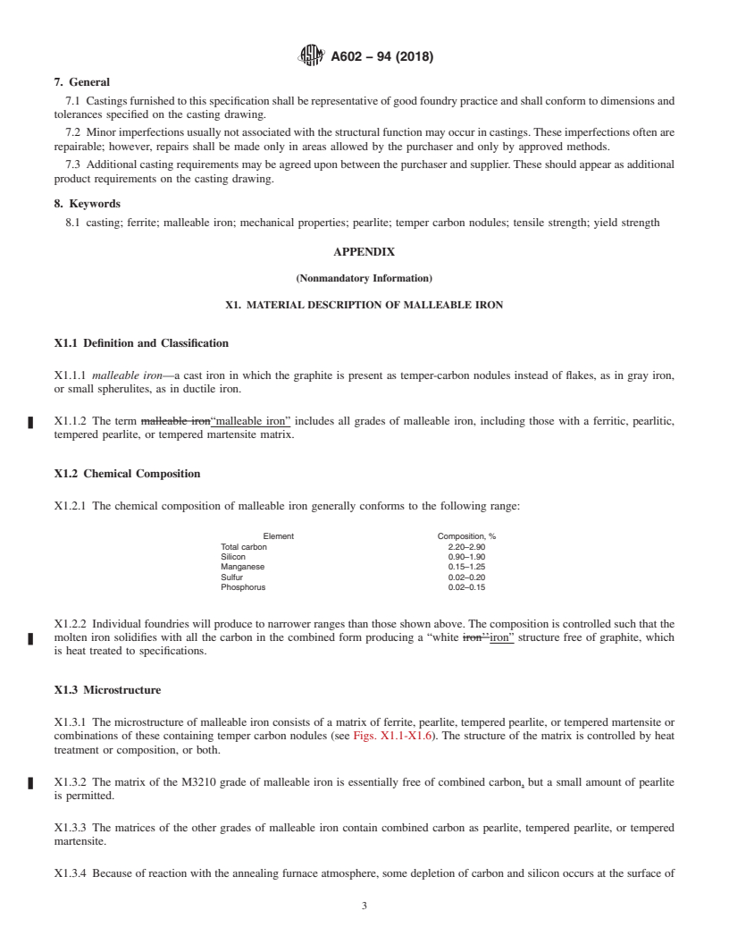 REDLINE ASTM A602-94(2018) - Standard Specification for  Automotive Malleable Iron Castings