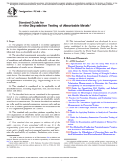 ASTM F3268-18a ASTM F3268-18a - Standard Guide for <emph type="bdit">in vitro</emph> Degradation Testing of Absorbable Metals - Page 1 preview