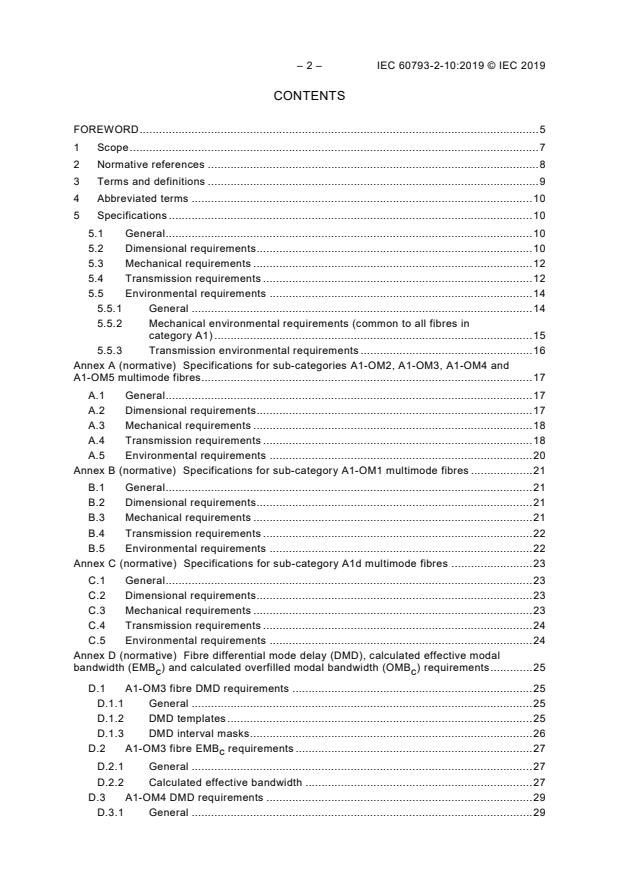 IEC 60793-2-10:2019 IEC 60793-2-10:2019 - Optical fibres - Part 2-10: Product specifications - Sectional specification for category A1 multimode fibres - Page 4 preview