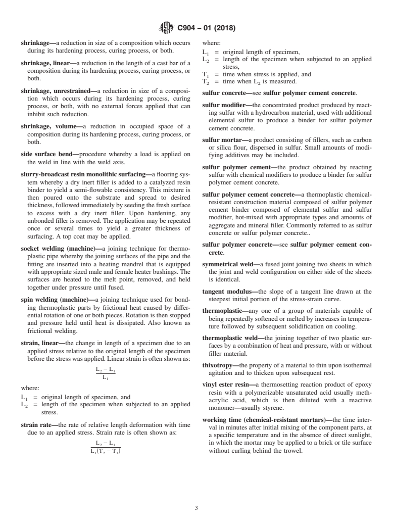 ASTM C904-01(2018) - Standard Terminology Relating to Chemical-Resistant Nonmetallic Materials