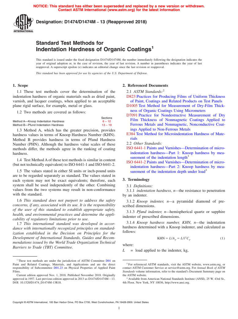 ASTM D1474/D1474M-13(2018) - Standard Test Methods for Indentation Hardness of Organic Coatings