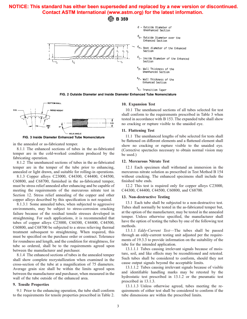 ASTM B359-98 - Standard Specification for Copper and Copper-Alloy Seamless Condenser and Heat Exchanger Tubes With Integral Fins