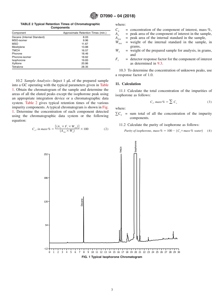 ASTM D7090-04(2018) - Standard Test Method for Purity of Isophorone by Capillary Gas Chromatography