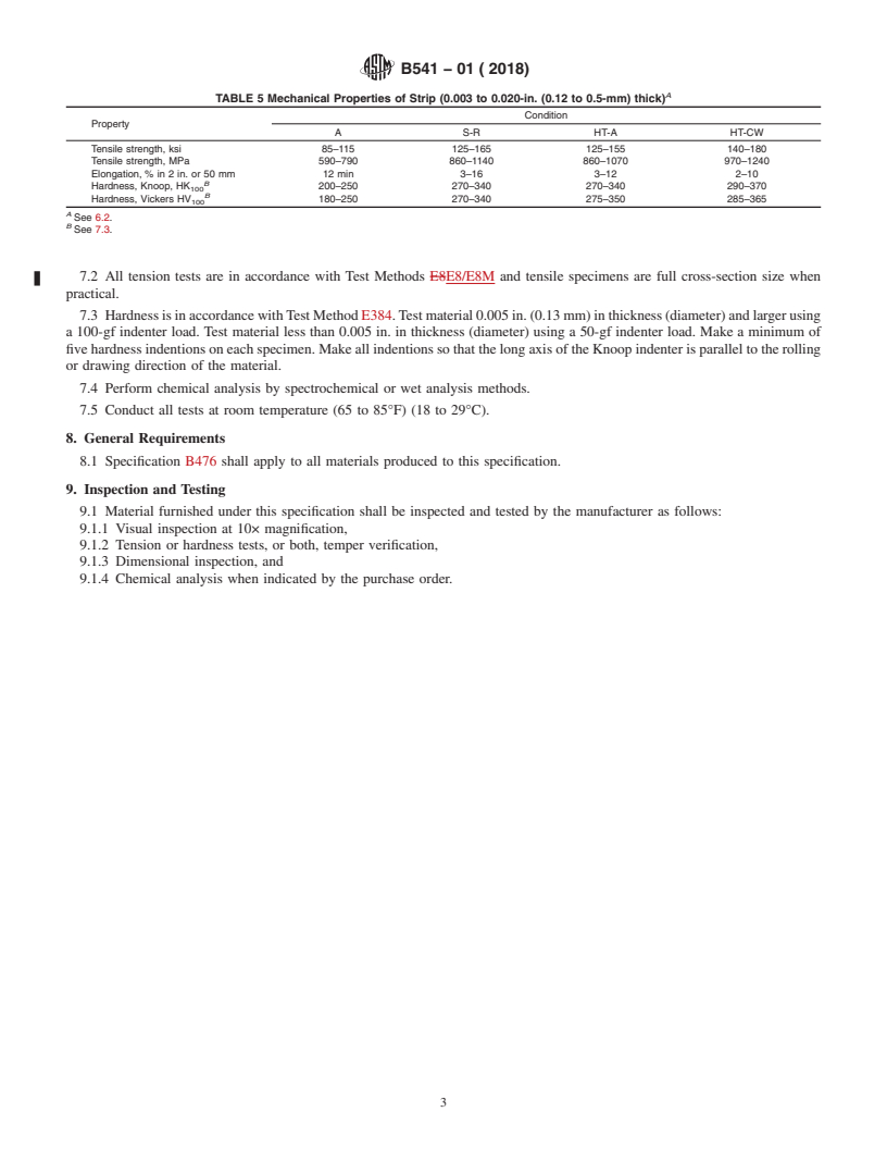 REDLINE ASTM B541-01(2018) - Standard Specification for Gold Electrical Contact Alloy