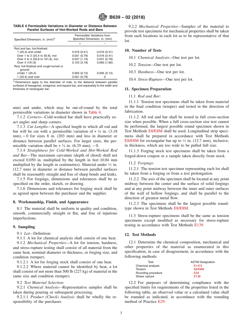 ASTM B639-02(2018) - Standard Specification for Precipitation Hardening Cobalt-Containing Alloys (UNS R30155  and UNS&#x2009;R30816)    Rod, Bar, Forgings, and Forging Stock for  High-Temperature  Service