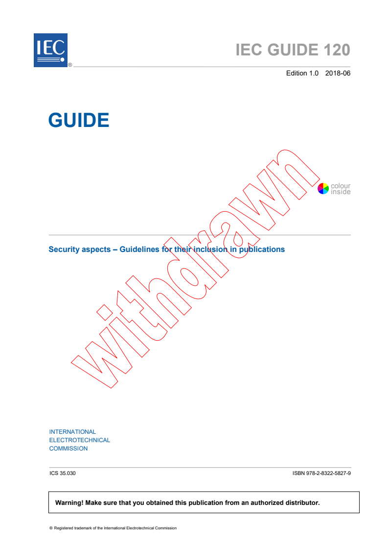IEC GUIDE 120:2018 - Security aspects - Guidelines for their inclusion in publications