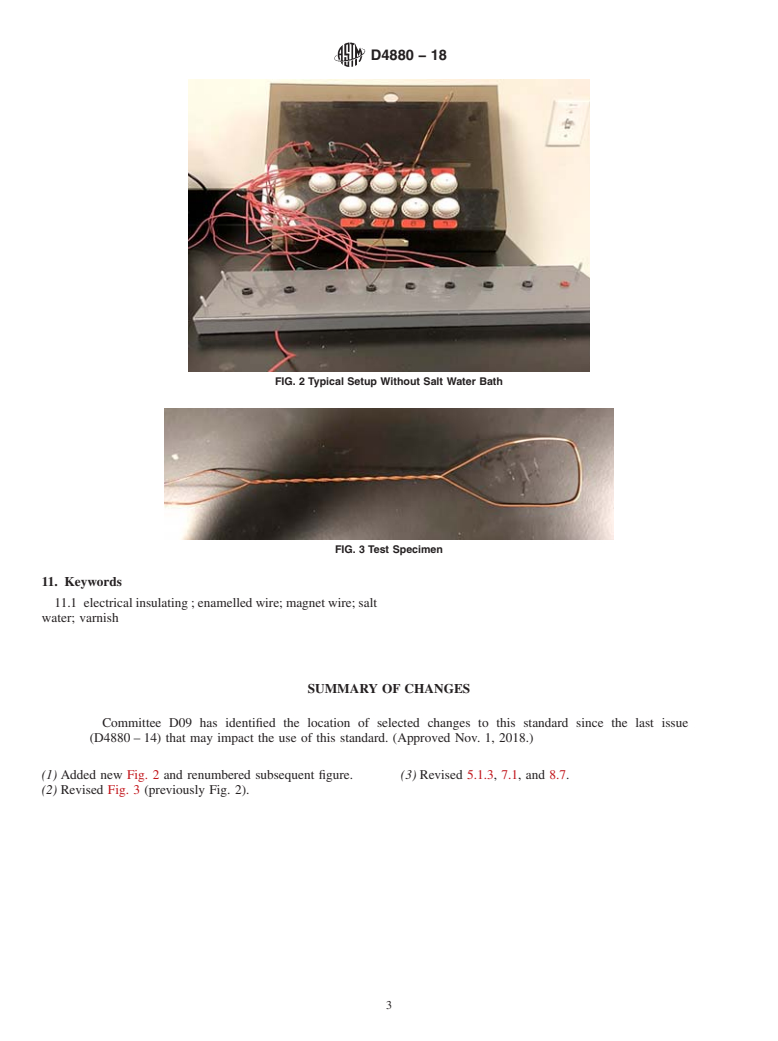ASTM D4880-18 - Standard Test Method for  Salt Water Proofness of Insulating Varnishes Over Enamelled  Magnet Wire