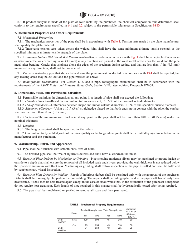 REDLINE ASTM B804-02(2018) - Standard Specification for UNS N08367 and UNS N08926 Welded Pipe
