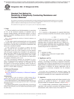 ASTM B63-07(2018) ASTM B63-07(2018) - Standard Test Method for Resistivity of Metallically Conducting Resistance and<brk/> Contact Materials - Page 1 preview