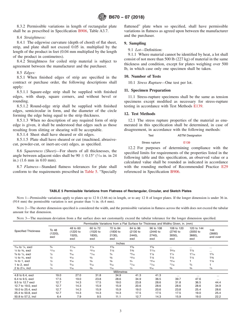 ASTM B670-07(2018) - Standard Specification for Precipitation-Hardening Nickel Alloy (UNS N07718) Plate, Sheet,  and      Strip for High-Temperature Service