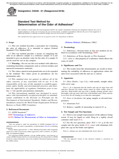ASTM D4339-01(2018) ASTM D4339-01(2018) - Standard Test Method for Determination of the Odor of Adhesives - Page 1 preview