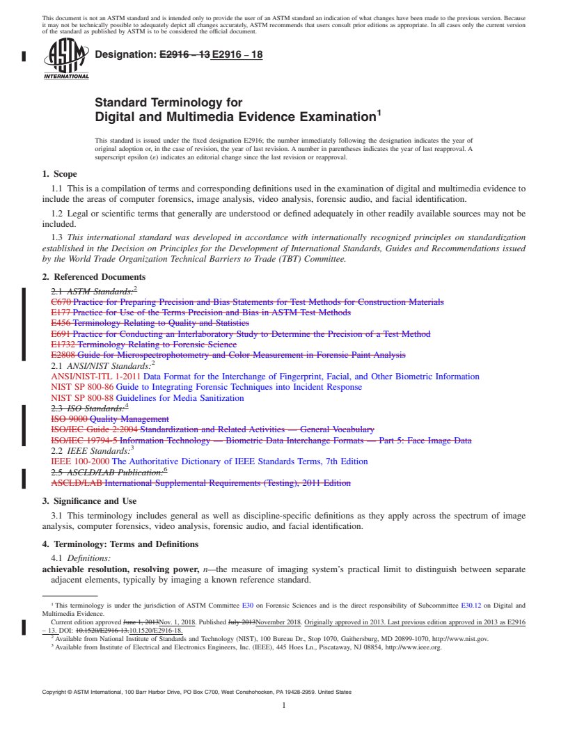 REDLINE ASTM E2916-18 - Standard Terminology for Digital and Multimedia Evidence Examination