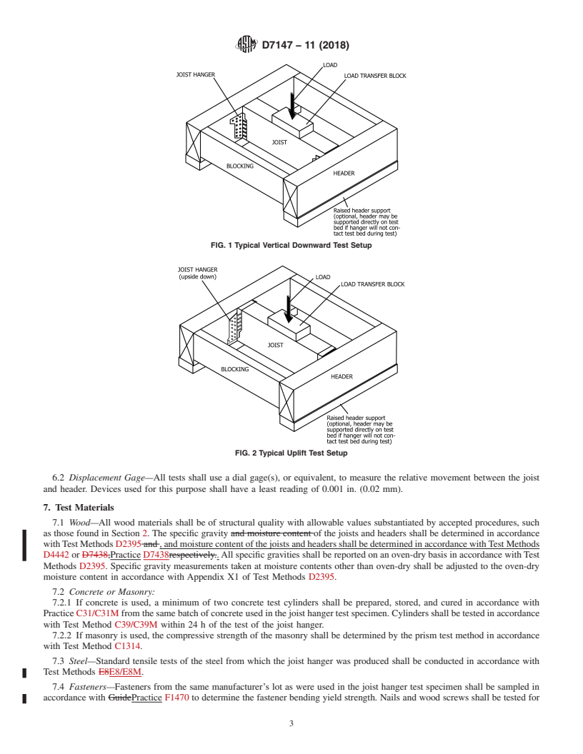 REDLINE ASTM D7147-11(2018) - Standard Specification for Testing and Establishing Allowable Loads of Joist Hangers