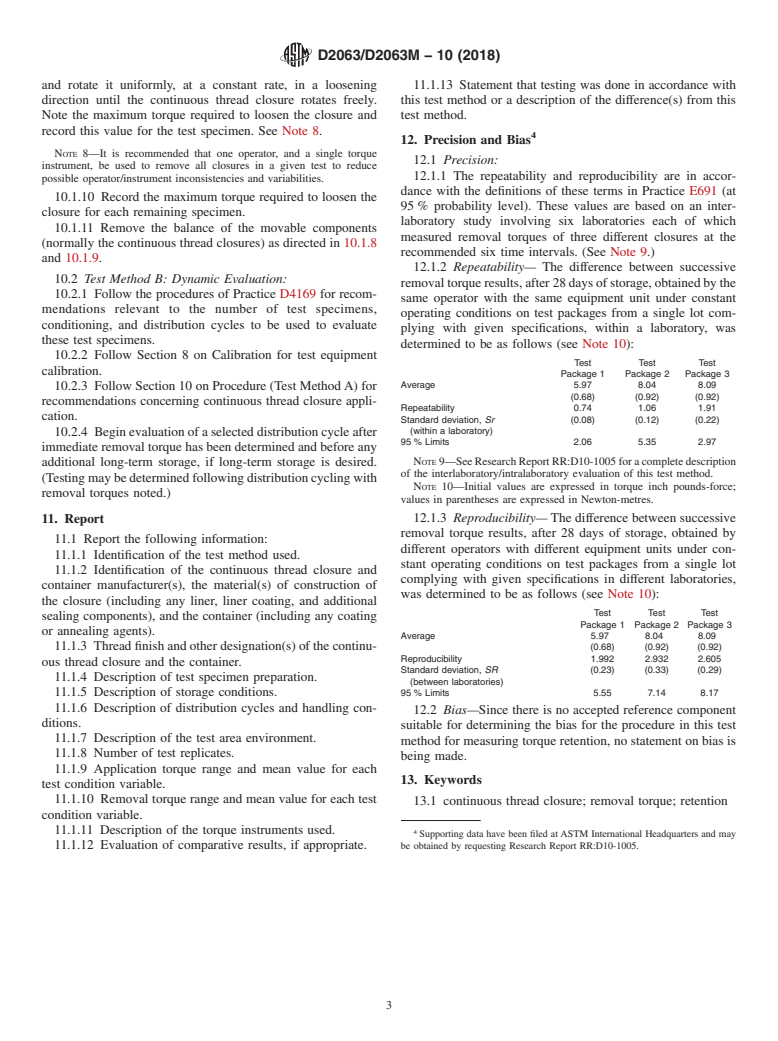 ASTM D2063/D2063M-10(2018) - Standard Test Methods for  Measurement of Torque Retention for Packages with Continuous   Thread Closures Using Non-Automated (Manual) Torque Testing Equipment