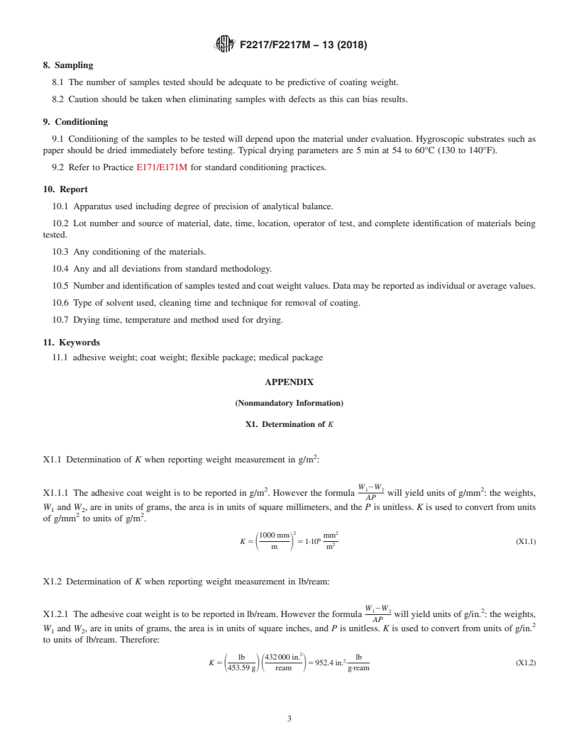 REDLINE ASTM F2217/F2217M-13(2018) - Standard Practice for  Coating/Adhesive Weight Determination