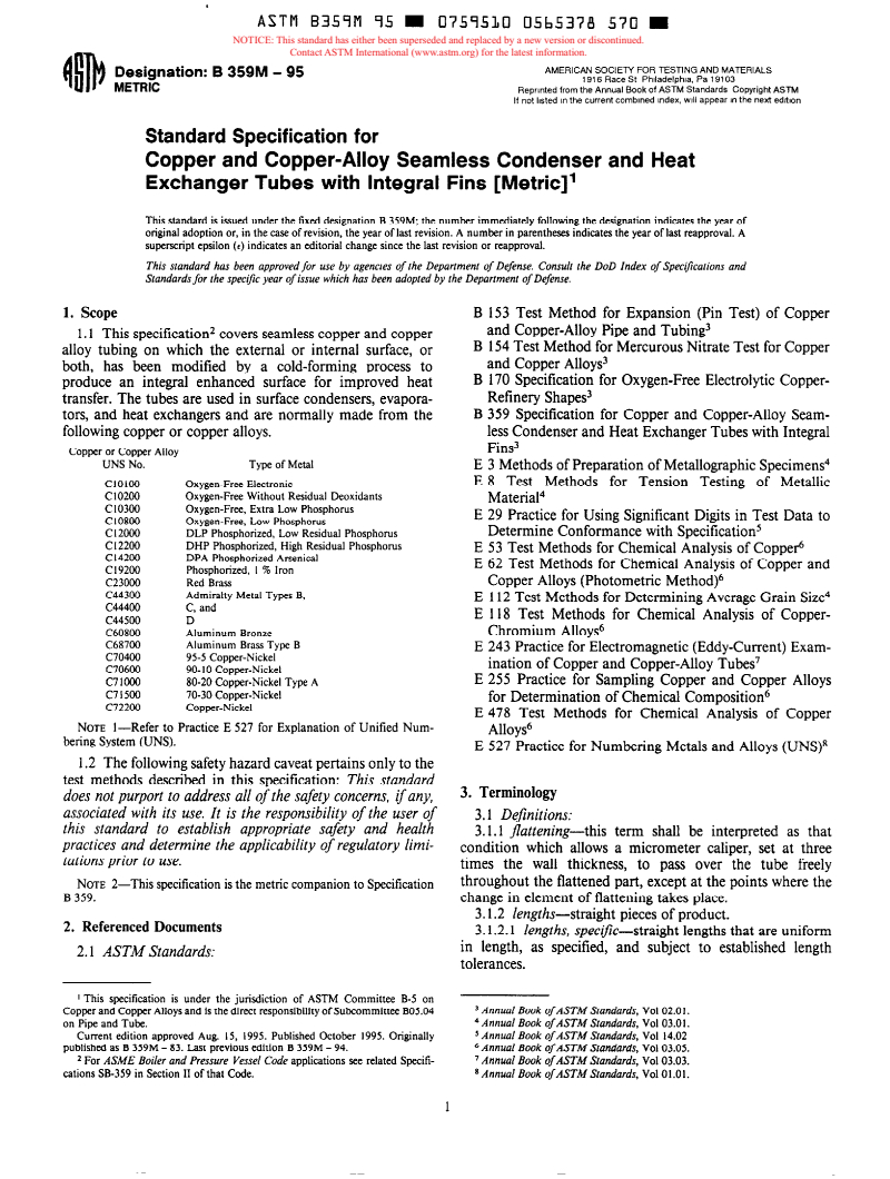 ASTM B359M-95 - Standard Specification For Copper And Copper-Alloy ...