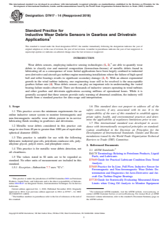 ASTM D7917-14(2018) ASTM D7917-14(2018) - Standard Practice for Inductive Wear Debris Sensors in Gearbox and Drivetrain Applications - Page 1 preview