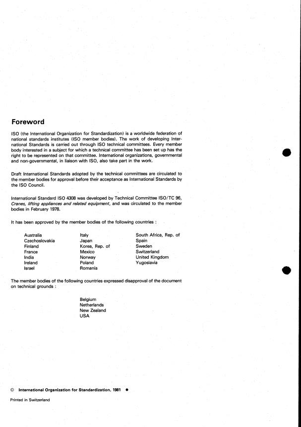 ISO 4308:1981 ISO 4308:1981 - Cranes -- Selection of wire ropes - Page 2 preview