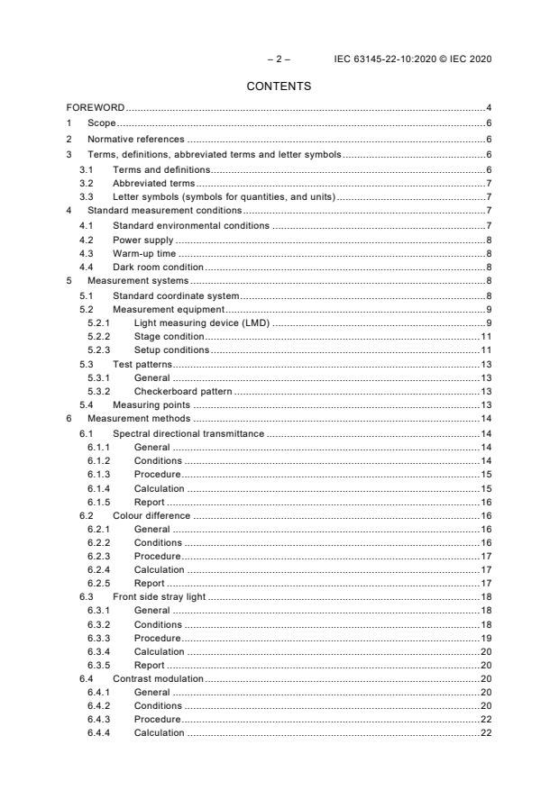 IEC 63145-22-10:2020 IEC 63145-22-10:2020 - Eyewear display - Part 22-10: Specific measurement methods for AR type - Optical properties - Page 4 preview