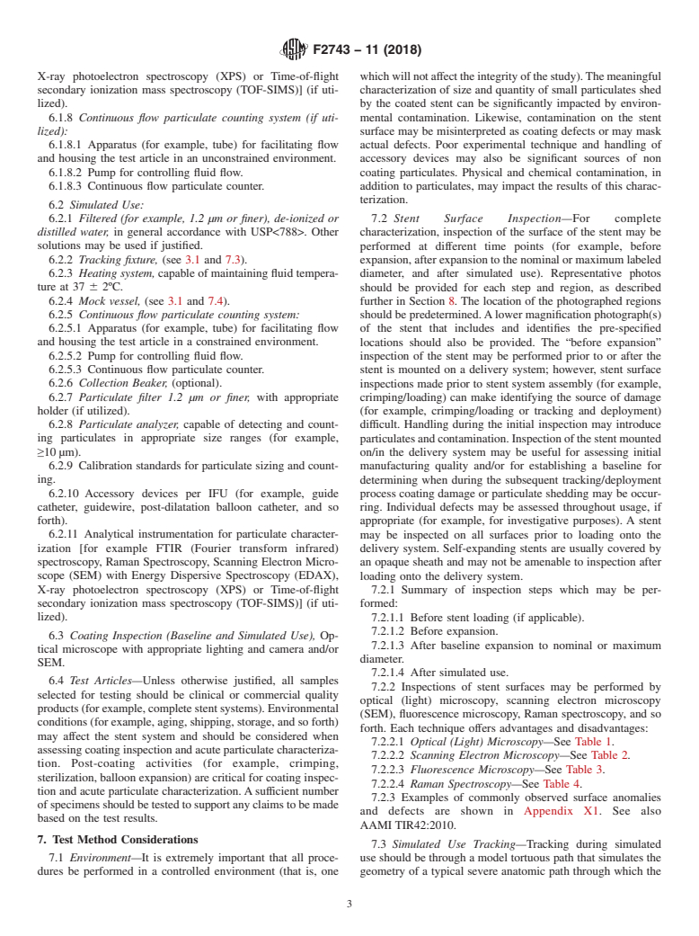 ASTM F2743-11(2018) - Standard Guide for  Coating Inspection and Acute Particulate Characterization of  Coated Drug-Eluting Vascular Stent Systems