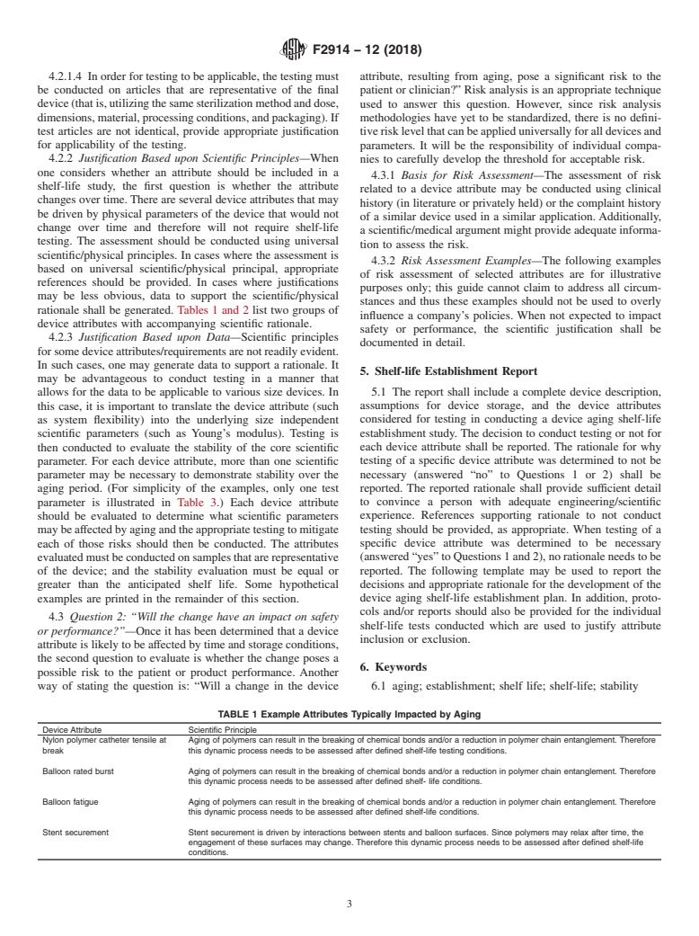 ASTM F2914-12(2018) - Standard Guide for  Identification of Shelf-life Test Attributes for Endovascular  Devices