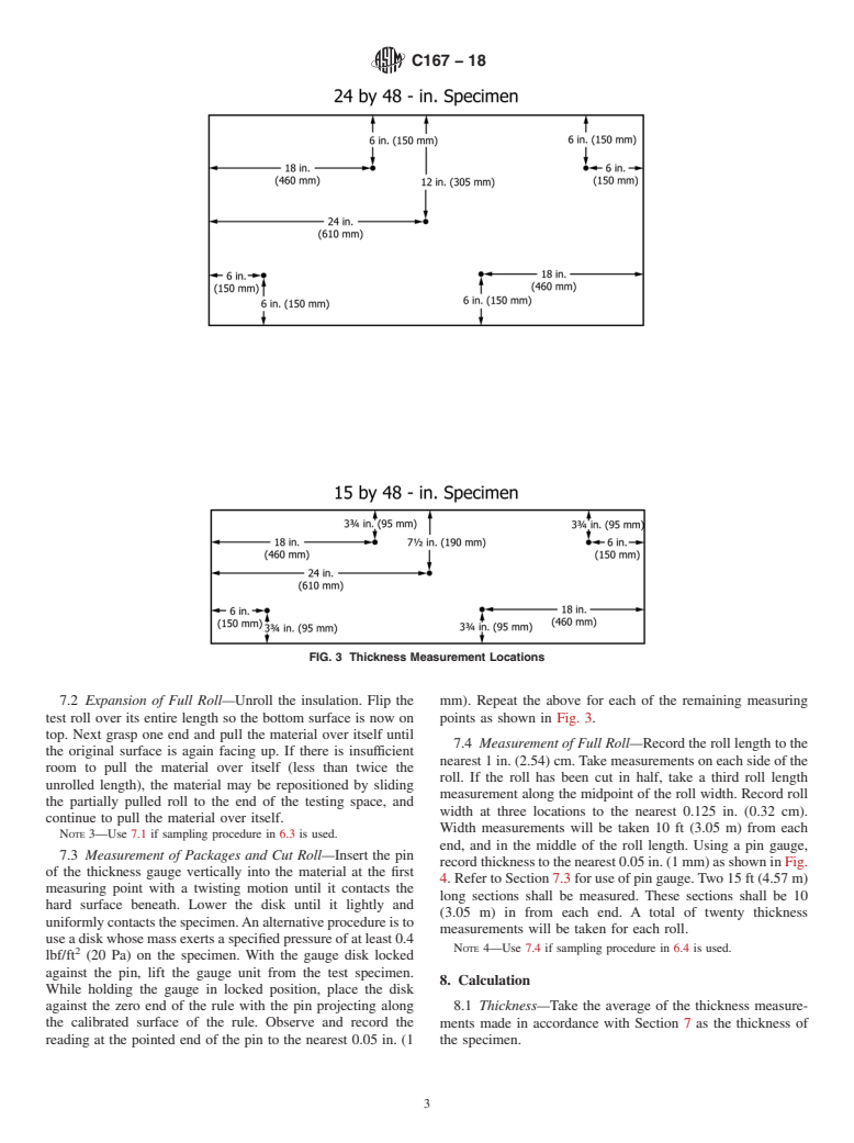 ASTM C167-18 - Standard Test Methods for  Thickness and Density of Blanket or Batt Thermal Insulations