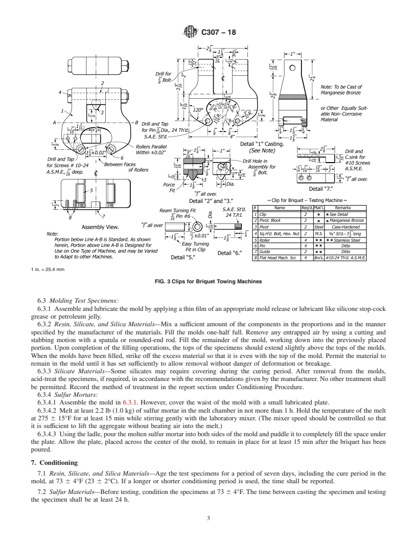 REDLINE ASTM C307-18 - Standard Test Method for Tensile Strength of Chemical-Resistant Mortar, Grouts, and  Monolithic Surfacings