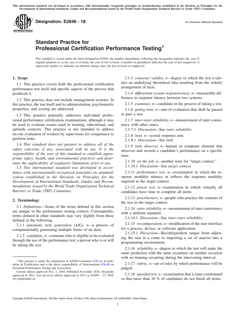 ASTM E2849-18 - Standard Practice for Professional Certification Performance Testing