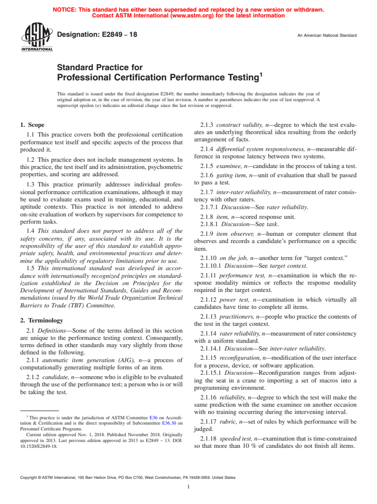 ASTM E2849-18 - Standard Practice for Professional Certification Performance Testing