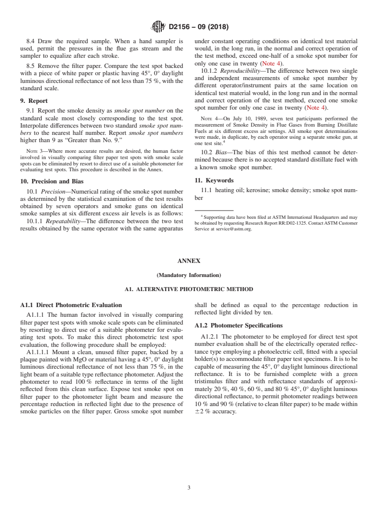 ASTM D2156-09(2018) - Standard Test Method for  Smoke Density in Flue Gases from Burning Distillate Fuels