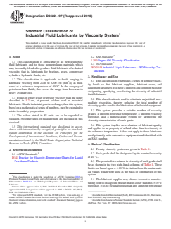 ASTM D2422-97(2018) ASTM D2422-97(2018) - Standard Classification of Industrial Fluid Lubricants by Viscosity System - Page 1 preview